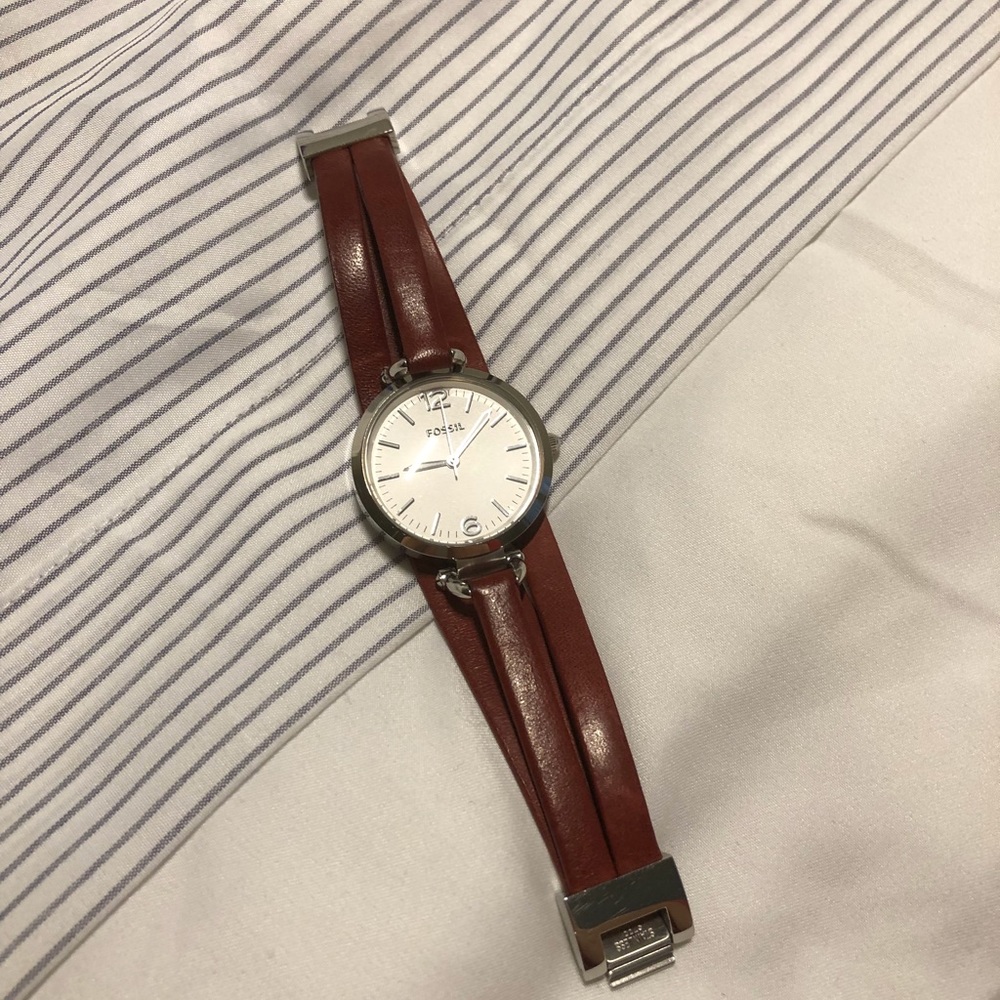 Fossil Red Watch - silver face